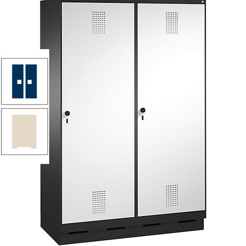Doppel-Spind, Garderobenschrank, 2 Türen für 4 Abteile a 300 mm, Korpus anthrazitgrau, Türen anthrazitgrau, 1.800 x 1.200 x 500 mm (HxBxT)