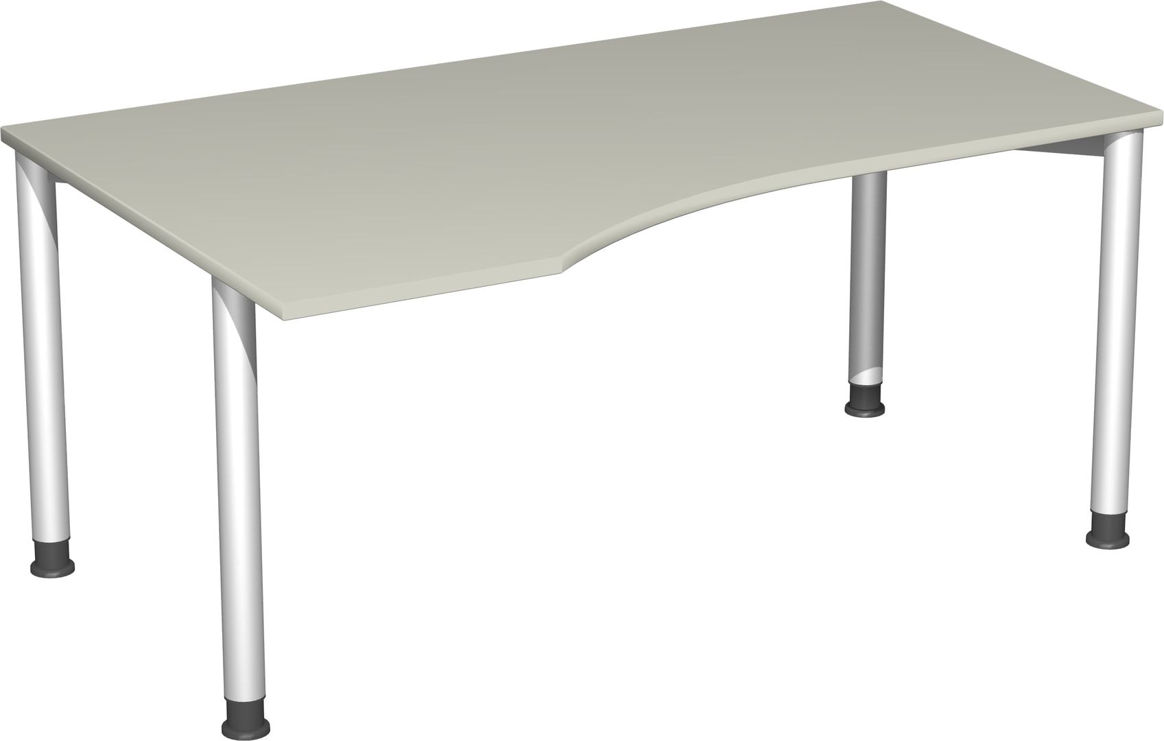 Eckschreibtisch mit einseitig verkürzten Füßen, 4-Fuß Flex, Ecke links, Höhe 680-800 mm, 1.600 x 1.000 mm (BxT), Gestell anthrazit, Ahorn