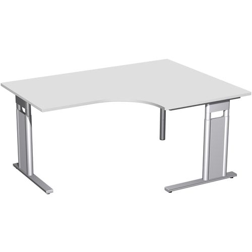 Eckschreibtisch, Eckteil 800 mm, rechts, Füße einseitig verkürzt, C-Fuß Pro, höhenverstellbar, 680-820 x 1.600 x 1.200 mm (HxBxT), Dekor Ahorn