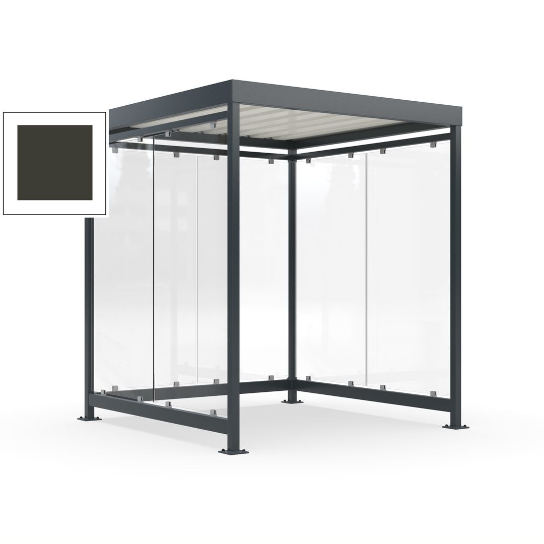 Raucherunterstand, Bushaltestelle, 6-7 Personen, 6 Wände, 2.510 x 2.165 x 2.165 mm (HxBxT), Achatgrau