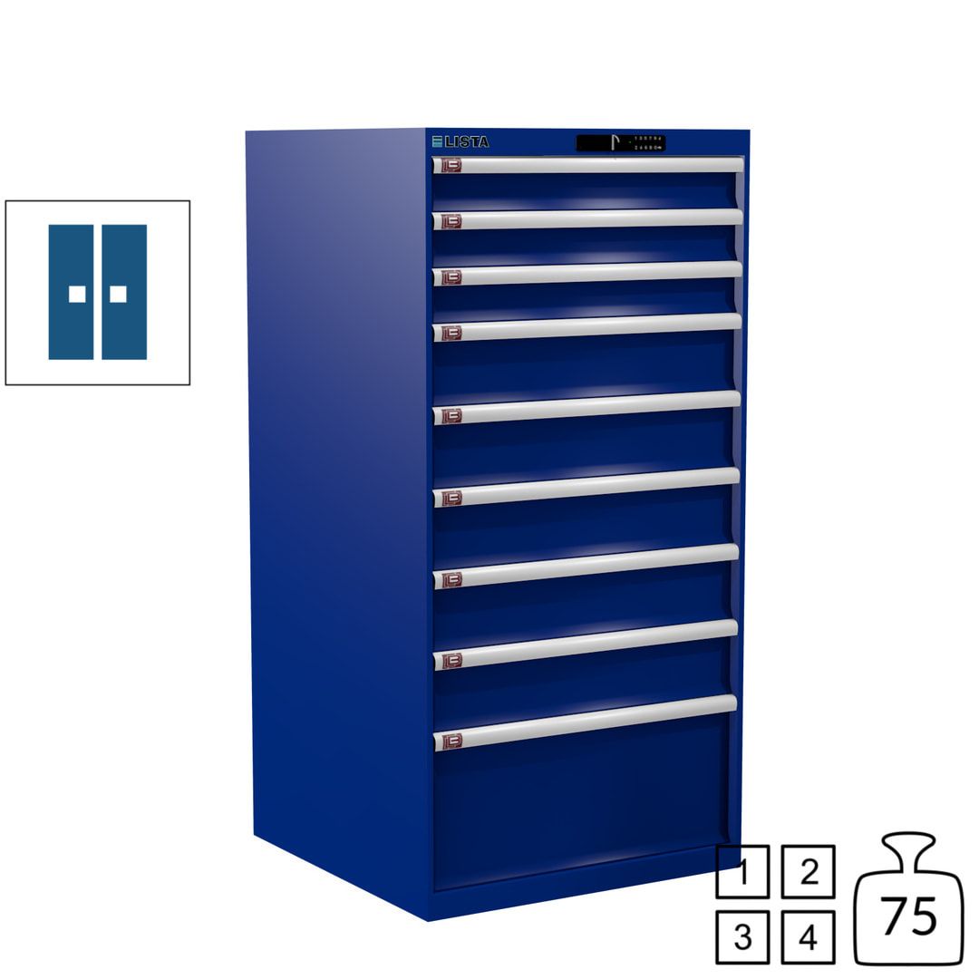 Lista Schubladenschrank - 13.106.010 - 1.450x717x725 mm (HxBxT) - 9 Schubladen - 200 kg - Key Lock - lichtblau (RAL 5012)