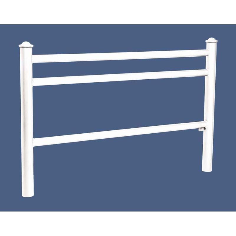 Geländer 3 Stahlrohre - 1.000 x 1.572 mm - Pfosten mit Edelstahlkopf - Farbe enzianblau - Außengeländer Systemgeländer