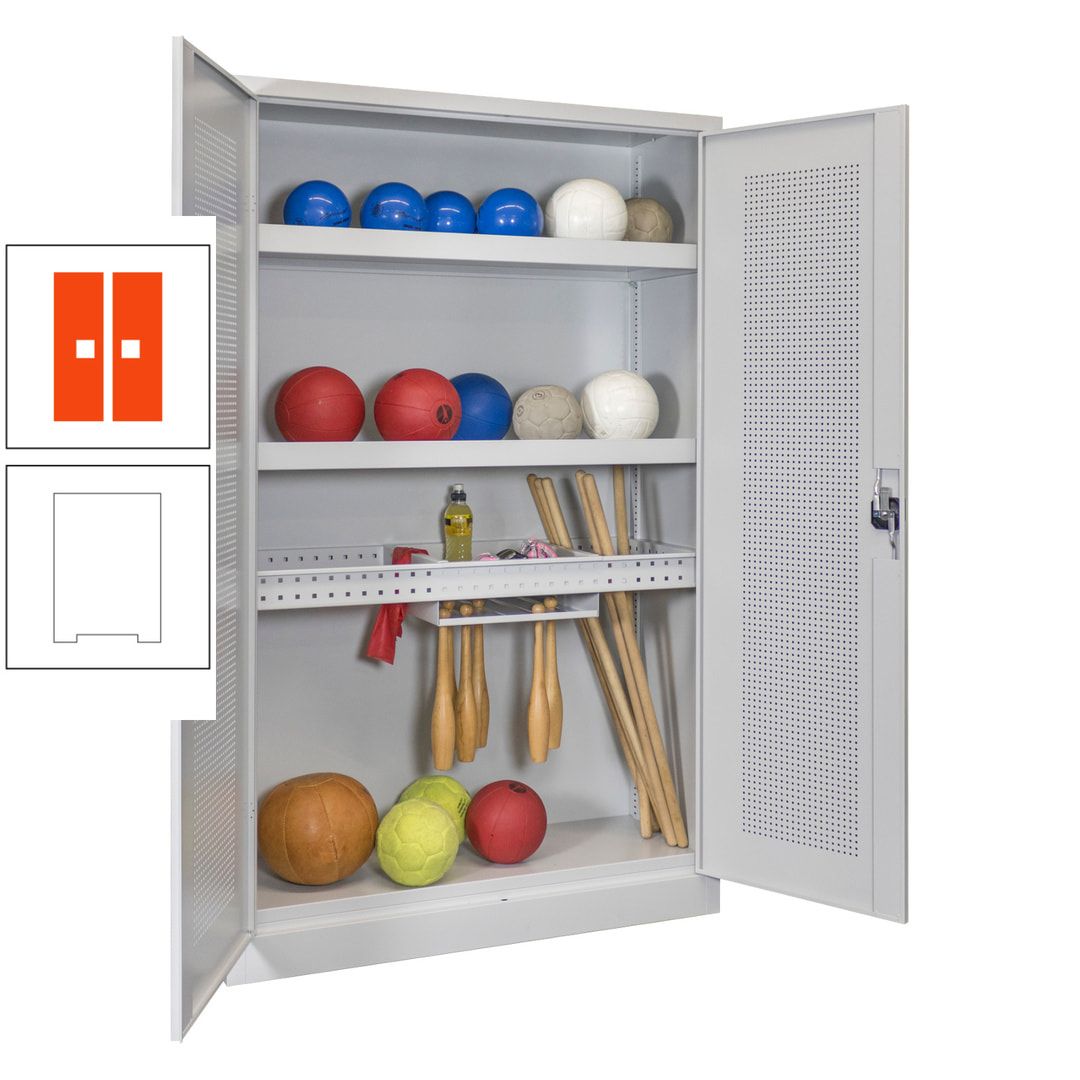 Sportschrank - Lochfeldtüren - Variante 2 - 1.950x1.200x500 mm (HxBxT) - anthrazitgrau
