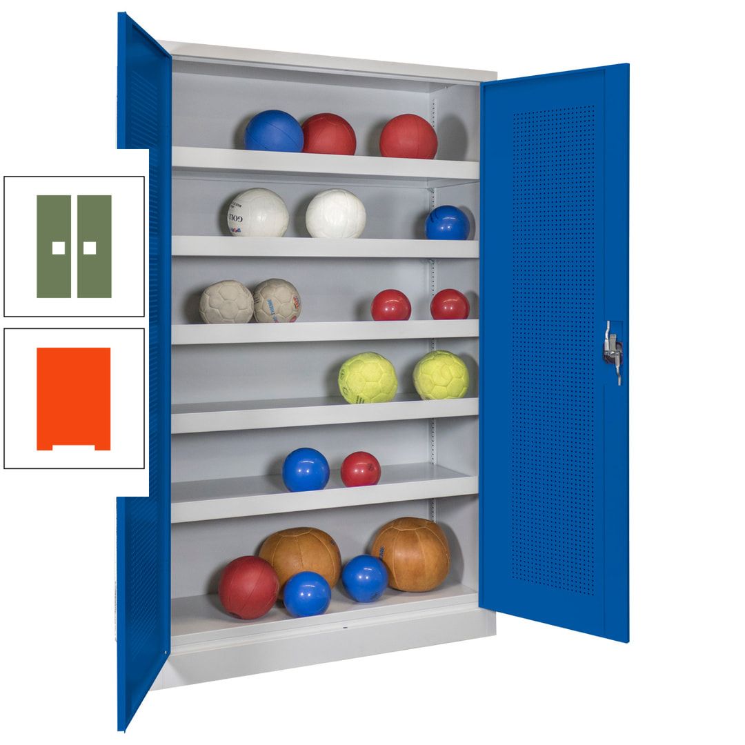 Ballschrank - Lochfeldtüren - 5 Böden - 1.950x1.200x500 mm (HxBxT) - anthrazitgrau