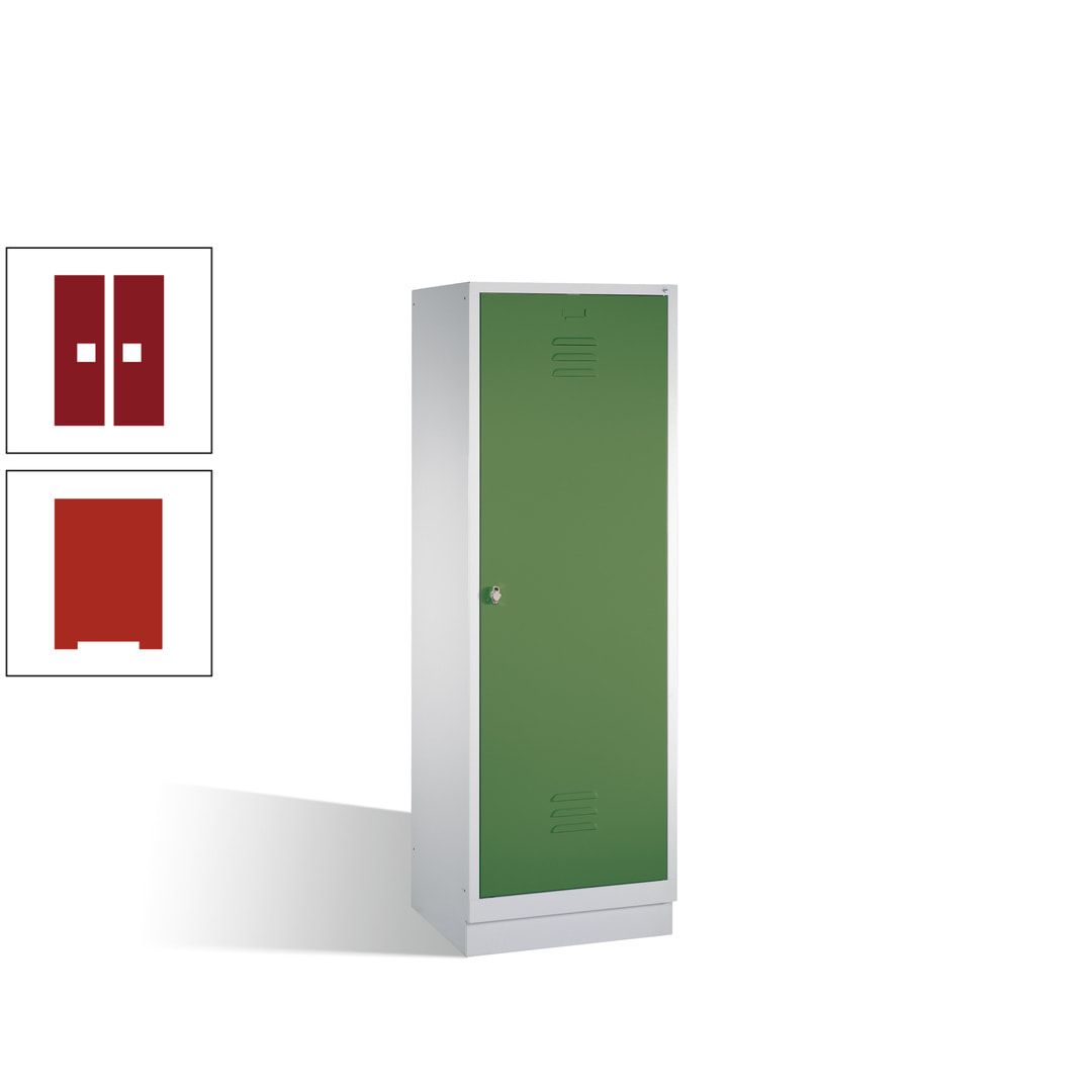 Doppel-Spind mit Großtür, Garderobenschrank mit Sockel, 2 Abteile a 300 mm, Korpus anthrazitgrau, Tür anthrazitgrau, 1.800 x 610 x 500 mm (HxBxT)
