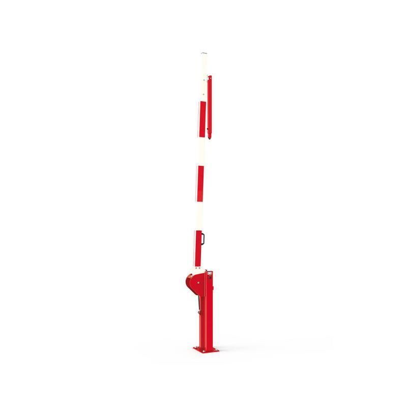 Hebeschranke, Schlagbaum, Zylinder, universell, Aluminium, weiß, rote Reflektorstreifen, Sperrbreite bis 4.000 mm