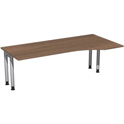 Eckschreibtisch, Ecke rechts, Füße einseitig verkürzt, 4-Fuß Pro, höhenverstellbar, 680-800 x 1.600 x 1.000 mm (HxBxT), Dekor Ahorn