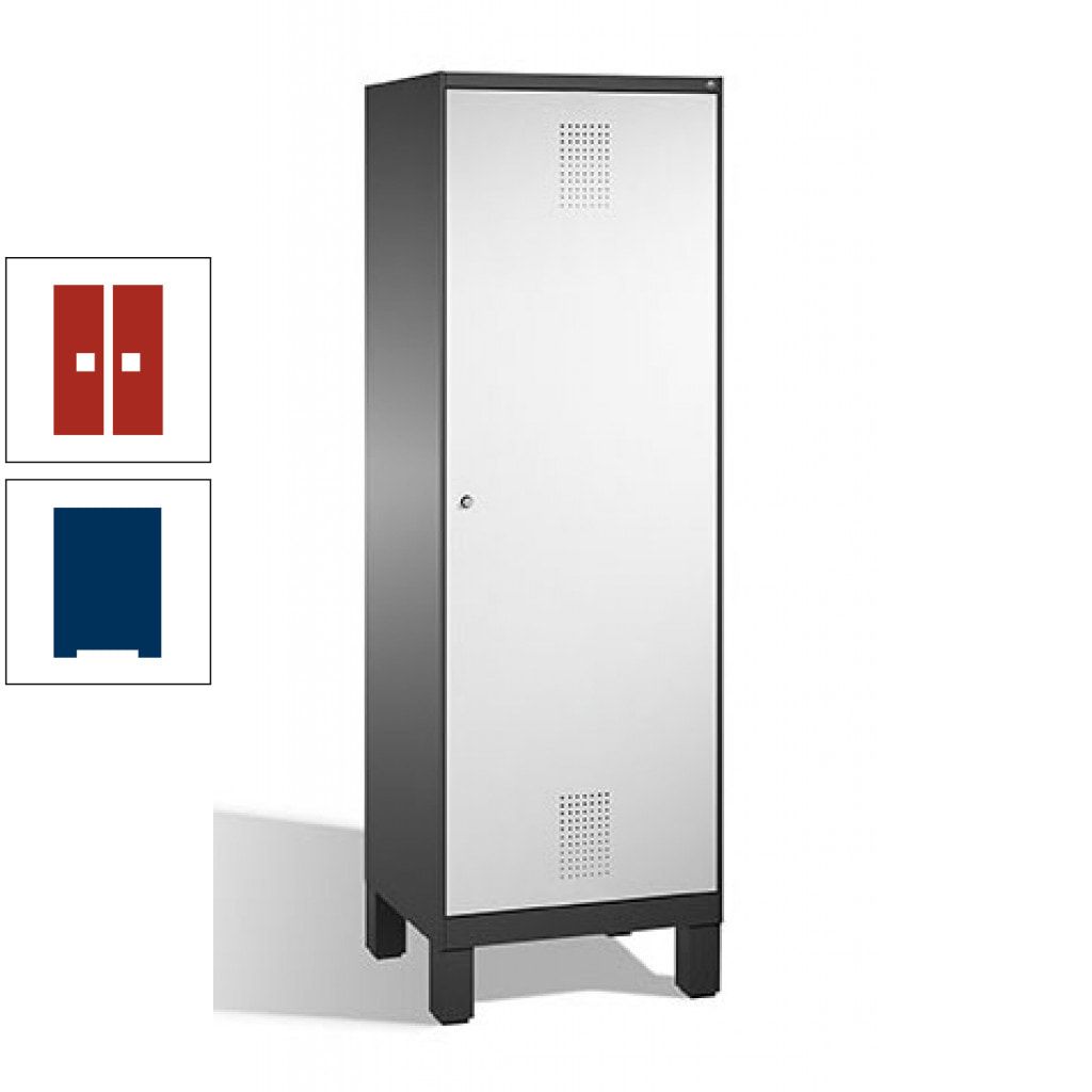 Doppel-Spind, Garderobenschrank, 1 Tür für 2 Abteile a 300 mm, Korpus anthrazitgrau, Türen anthrazitgrau, 1.850 x 600 x 500 mm (HxBxT)