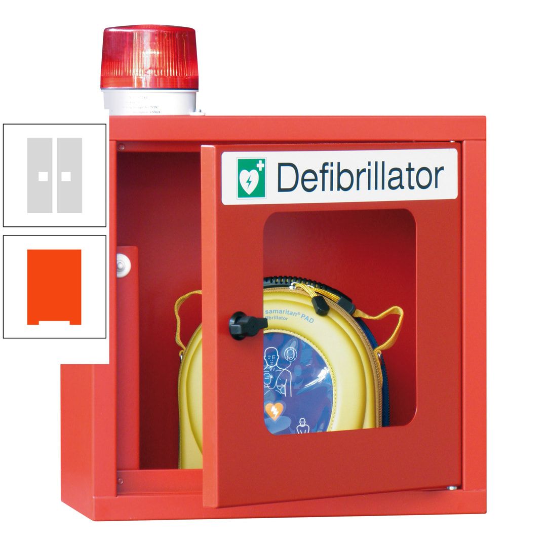 Defibrillatorenschrank mit akustischem und optischem Alarm - 490 x 400 x 200 mm (HxBxT) - Sichtfenster - anthrazitgrau