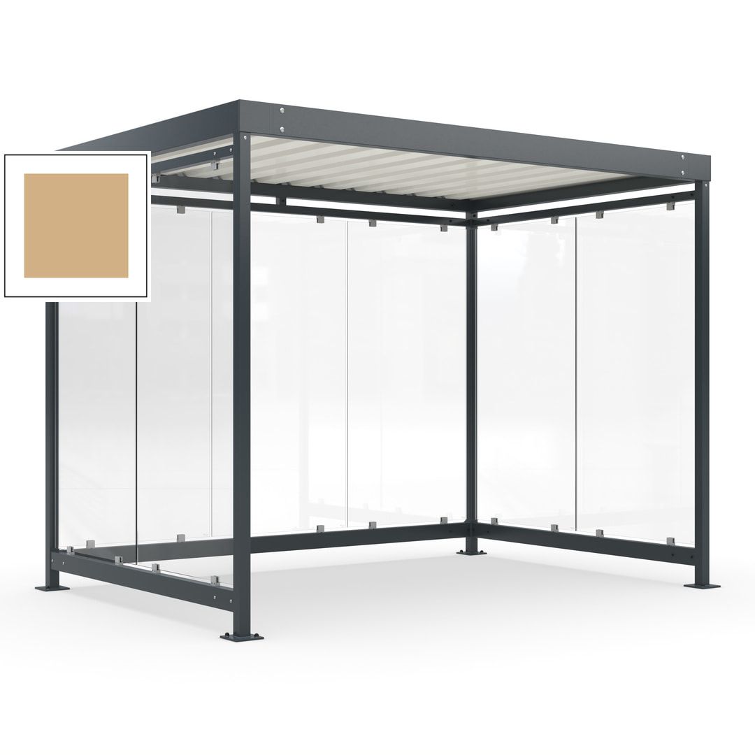 Raucherunterstand, Bausatz, Fahrgastunterstand, Bushaltestelle, 2.510 x 3.180 x 2.165 mm (HxBxT), 7 Wände, Achatgrau