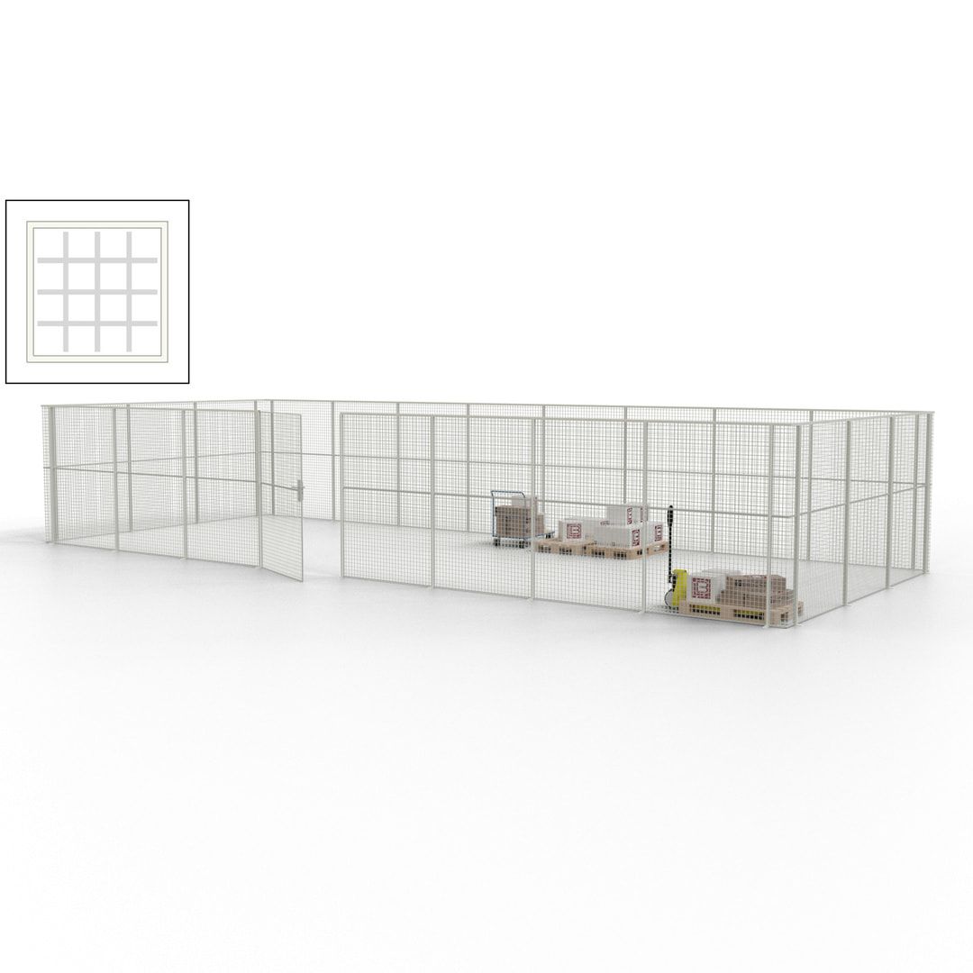Maschinen Schutzgitter - Hallentrennwand - Sicherheitszaun - Tür - 33 m - 2.200 x 12.400 x 4.900 mm (HxBxT) - enzianblau