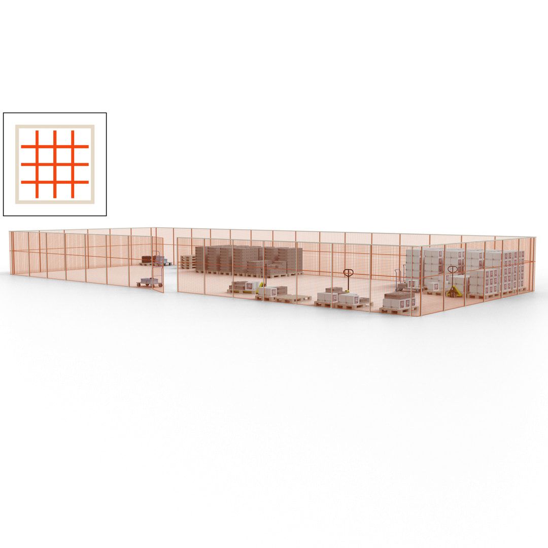 Maschinen Schutzgitter - Hallentrennwand - Sicherheitszaun - Tür - 63 m - 2.200 x 22.900 x 9.400 mm (HxBxT) - enzianblau