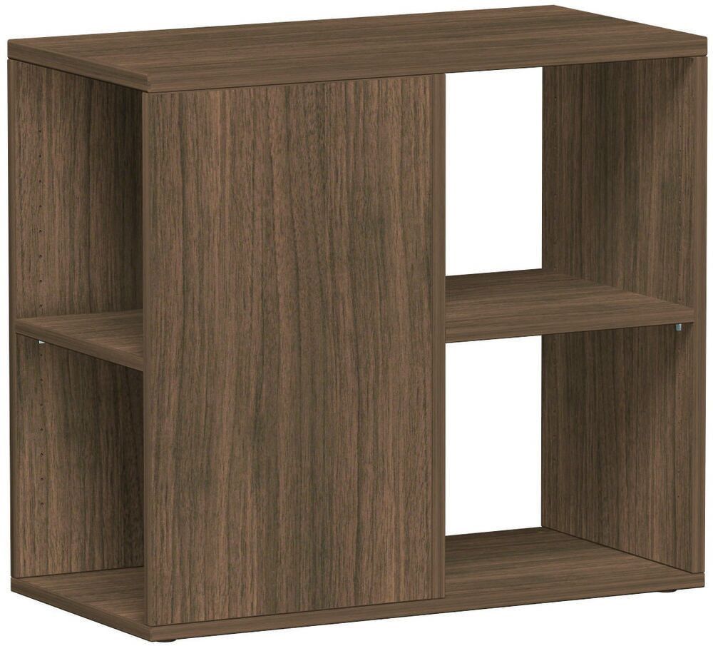 Anstellregal in Schreibtischhöhe, 2 Fächer, 2 Ordnerhöhen, Stellfüße, nivellierbar, 720 x 400 x 800 mm (HxBxT), 37 kg, Dekor Nussbaum
