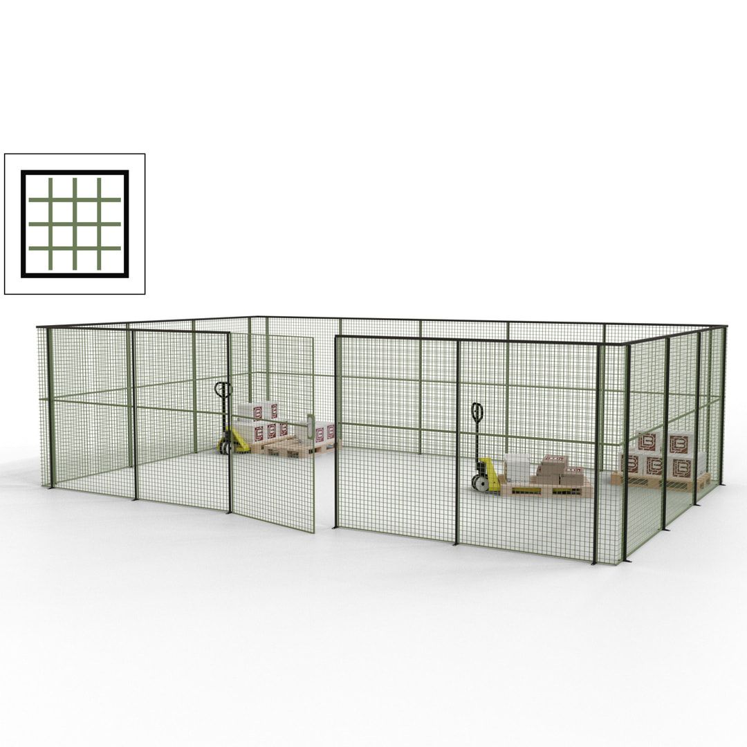 Maschinen Schutzgitter - Hallentrennwand - Sicherheitszaun - Tür - 22 m - 2.200 x 7.900 x 4.900 mm (HxBxT) - enzianblau