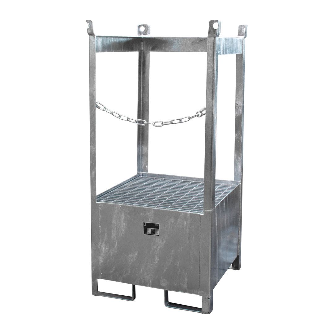 Fass-Stapelpalette - für 1 x 200-l-Fass - Volumen 210 l - 1.590 x 760 x 760 mm (HxBxT) - offene Seiten - feuerrot