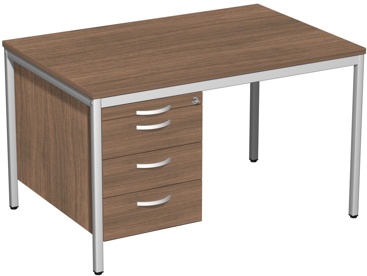 Schreibtisch 4-Fuß Eco - Hängecontainer - 4 Schubfächer - abschließbar - 720 x 1.200 x 800 mm (HxBxT) - Gestell lichtgrau - Ahorn