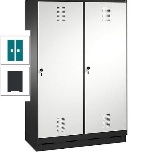 Doppel-Spind, Garderobenschrank, 2 Türen für 4 Abteile a 300 mm, Korpus anthrazitgrau, Türen anthrazitgrau, 1.800 x 1.200 x 500 mm (HxBxT)