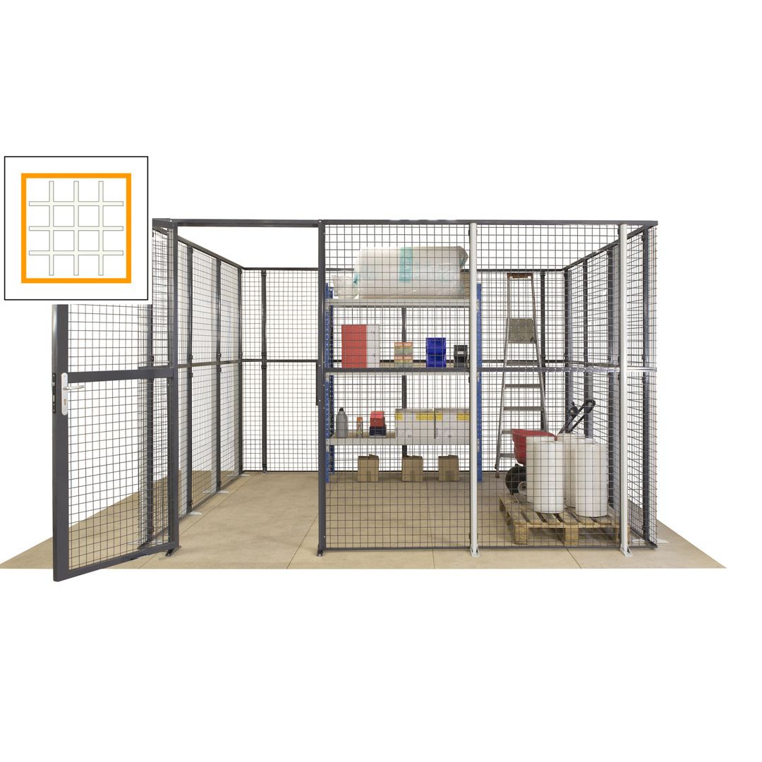 Maschinen Schutzgitter - Hallentrennwand - Sicherheitszaun - Tür - 72 m - 2.200 x 21.400 x 15.400 mm (HxBxT) - enzianblau
