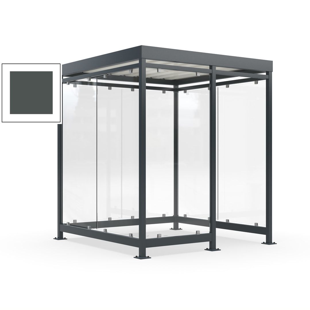 Raucherunterstand, Bushaltestelle, 7 Wände, 6-7 Personen, 2.510 x 2.165 x 2.165 mm (HxBxT), Farbe Achatgrau