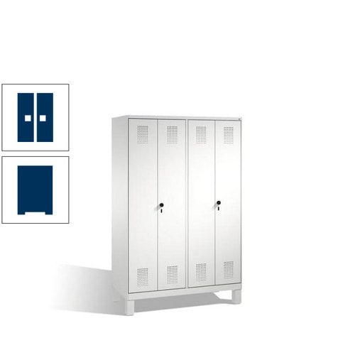 Doppel-Spind, Doppeltüren, Garderobenschrank mit Füßen, 4 Abteile a 300 mm, Korpus anthrazitgrau, Tür anthrazitgrau, 1.850 x 1.200 x 500 mm (HxBxT)