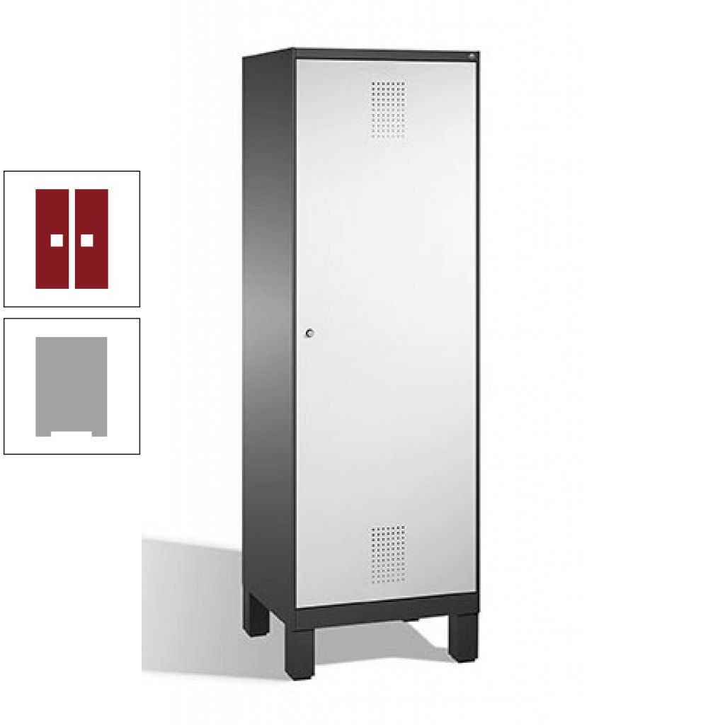 Doppel-Spind, Garderobenschrank, 1 Tür für 2 Abteile a 300 mm, Korpus anthrazitgrau, Türen anthrazitgrau, 1.850 x 600 x 500 mm (HxBxT)