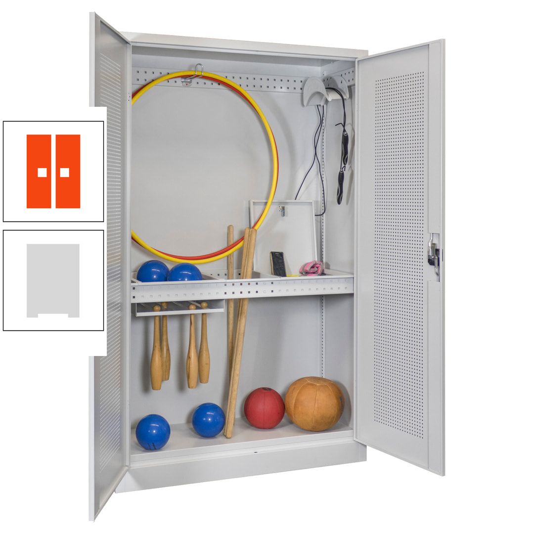 Sportschrank - Lochfeldtüren - Variante 1 - 1.950x1.200x500 mm (HxBxT) - anthrazitgrau