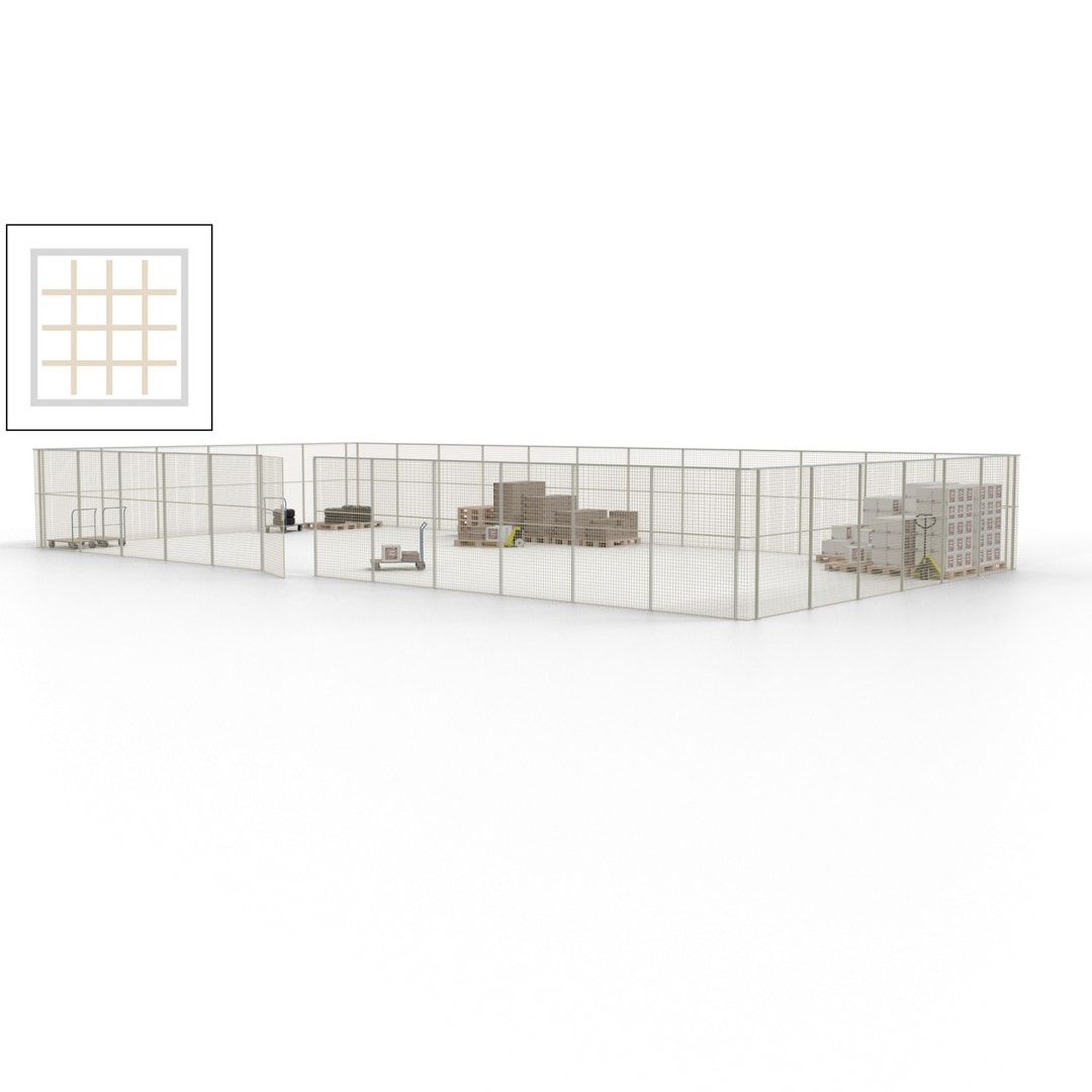 Maschinen Schutzgitter - Hallentrennwand - Sicherheitszaun - Tür - 54 m - 2.200 x 18.400 x 9.400 mm (HxBxT) - enzianblau