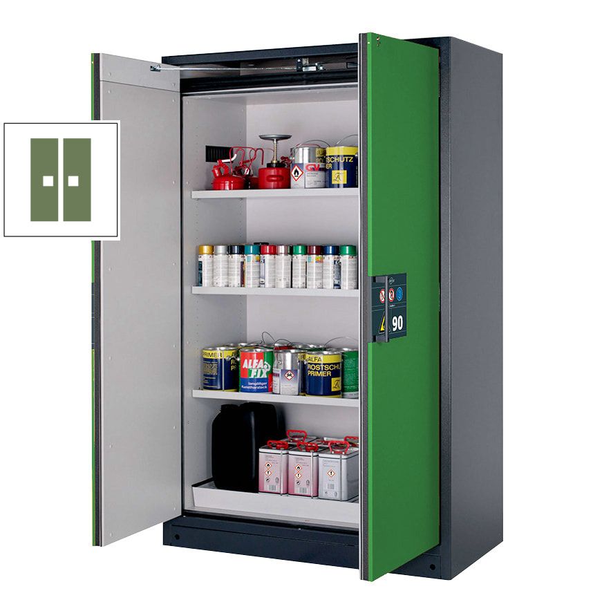 Gefahrstoffschrank - 1.953x1.193x615 mm - 2 Edelstahl-Fachböden - Front enzianblau