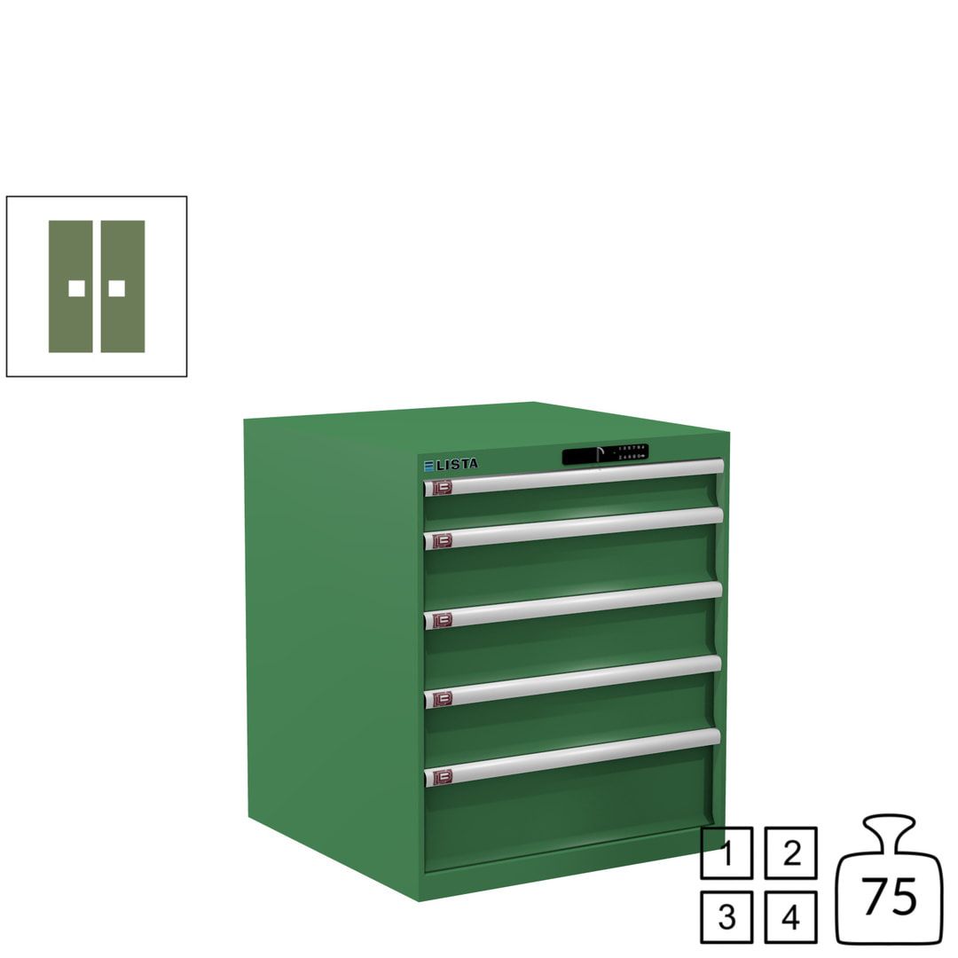 Lista Schubladenschrank - 14.410.010 - 850x717x725 mm (HxBxT) - 5 Schubladen - 75 kg - Key Lock - lichtblau (RAL 5012)