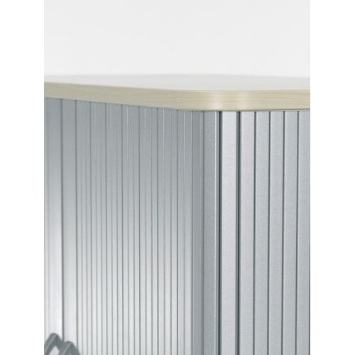 Querrollladenschrank mobil, 1.5 Ordnerhöhen, 4 Rollen, 2 feststellbar, abschließbar, Gewicht 25 kg, 720 x 800 x 400 mm (HxBxT), Farbe silber/Ahorn