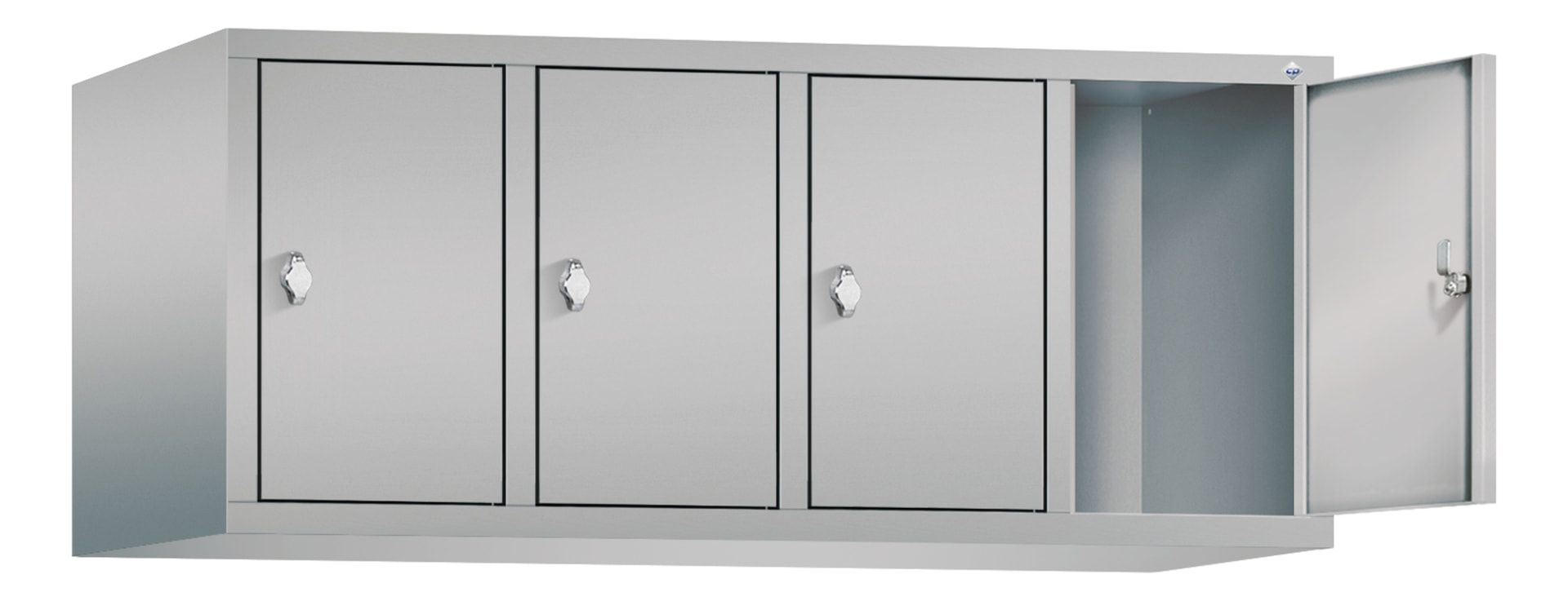 Aufsatzschrank für Spinde und Schließfachschränke, 4 Abteile, Korpus anthrazitgrau, Türen anthrazitgrau, 500 x 1.190 x 500 mm (HxBxT), Stahlschrank