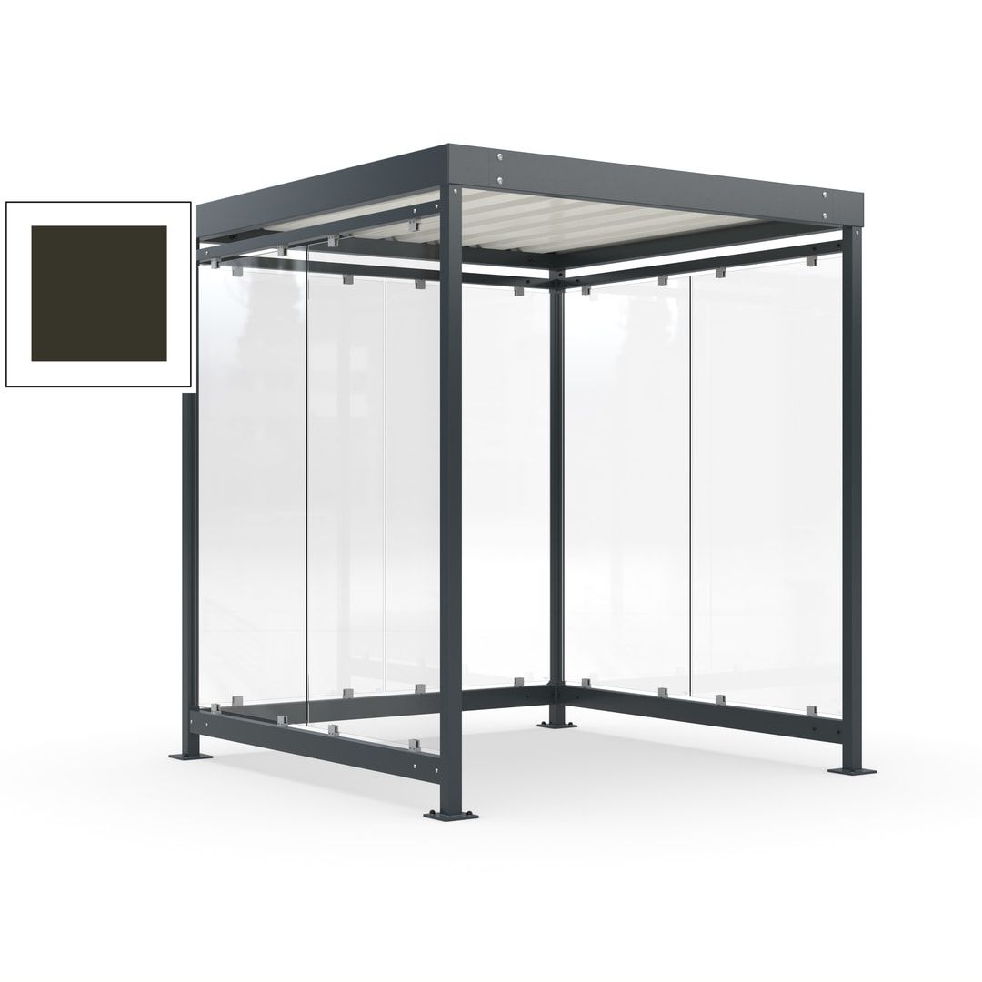 Raucherunterstand, Bushaltestelle, Bausatz, 6-7 Personen, 6 Wände, 2.510 x 2.165 x 2.165 mm (HxBxT), Achatgrau