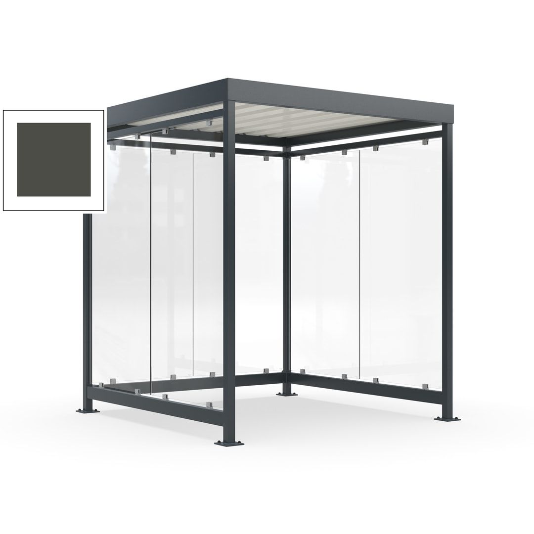 Raucherunterstand, Bushaltestelle, 6-7 Personen, 6 Wände, 2.510 x 2.165 x 2.165 mm (HxBxT), Achatgrau