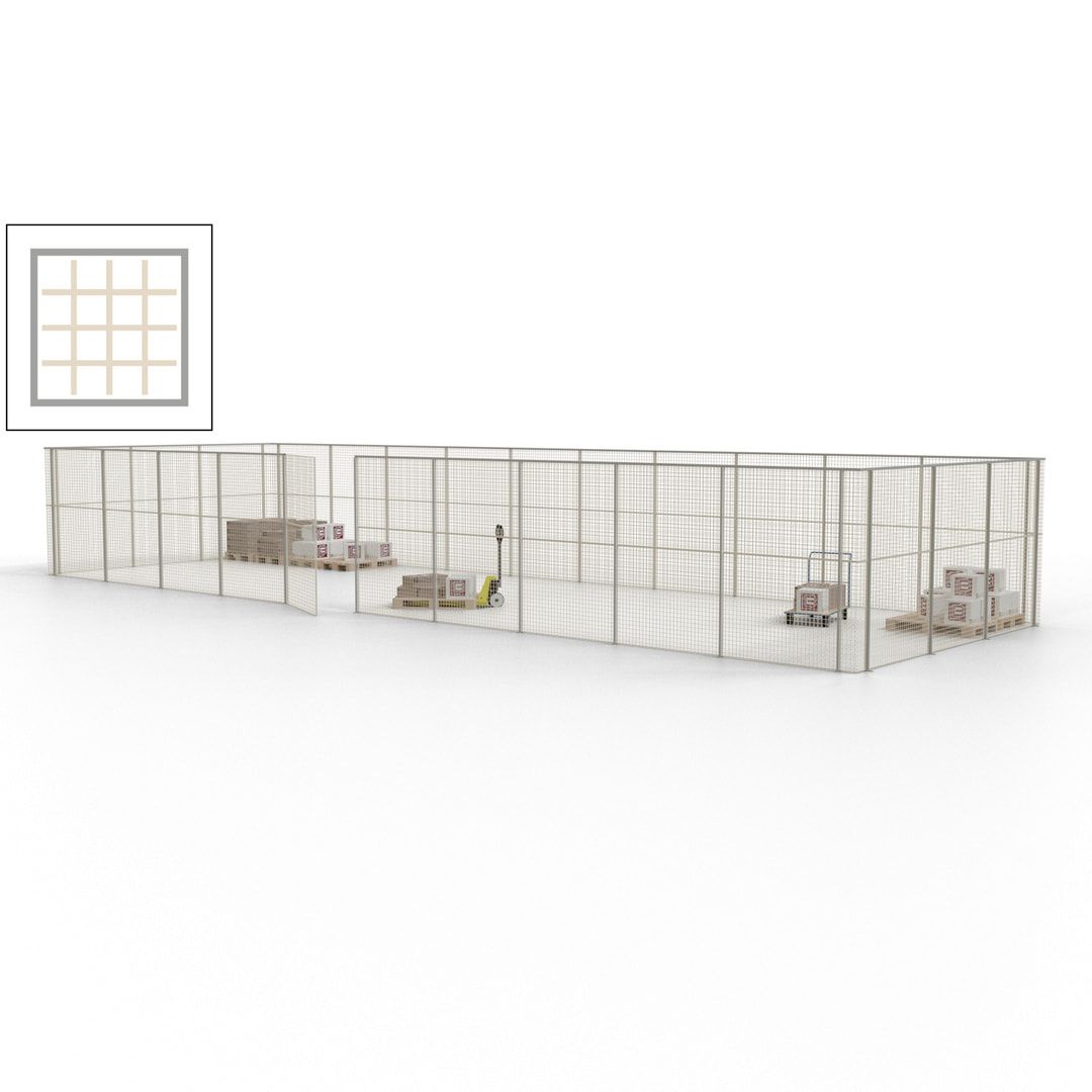Maschinen Schutzgitter - Hallentrennwand - Sicherheitszaun - Tür - 39 m - 2.200 x 15.400 x 4.900 mm (HxBxT) - enzianblau
