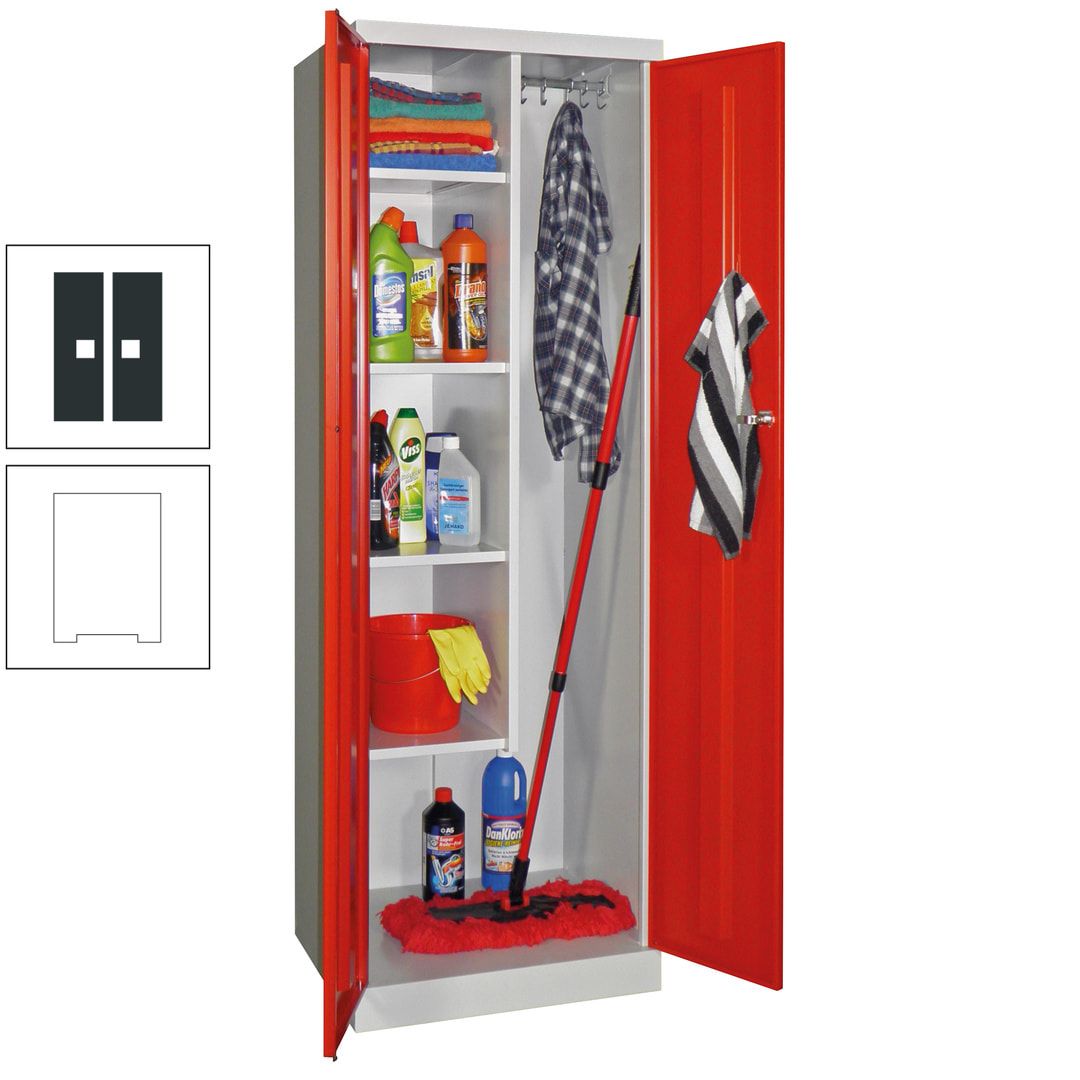 Putzschrank mit Sockel - 1 Abteil mit Trennwand - 1.800x600x500 mm (HxBxT) - Zylinderschloss - anthrazitgrau