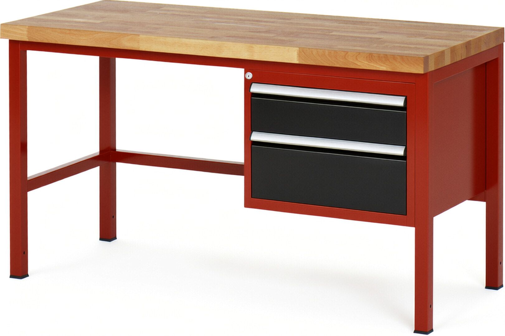 Werkbank - 2 Schubladen - Teilauszug - 150:1 / 210:1 - Höhe 840-1.040 mm - 1.500 x 700 mm - 1.250 kg - Buche - Anthrazitgrau