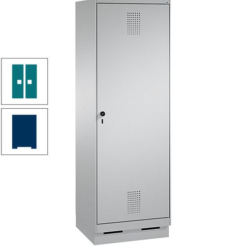 Doppel-Spind, Garderobenschrank, 1 Tür für 2 Abteile a 300 mm, Korpus anthrazitgrau, Türen anthrazitgrau, 1.800 x 600 x 500 mm (HxBxT)