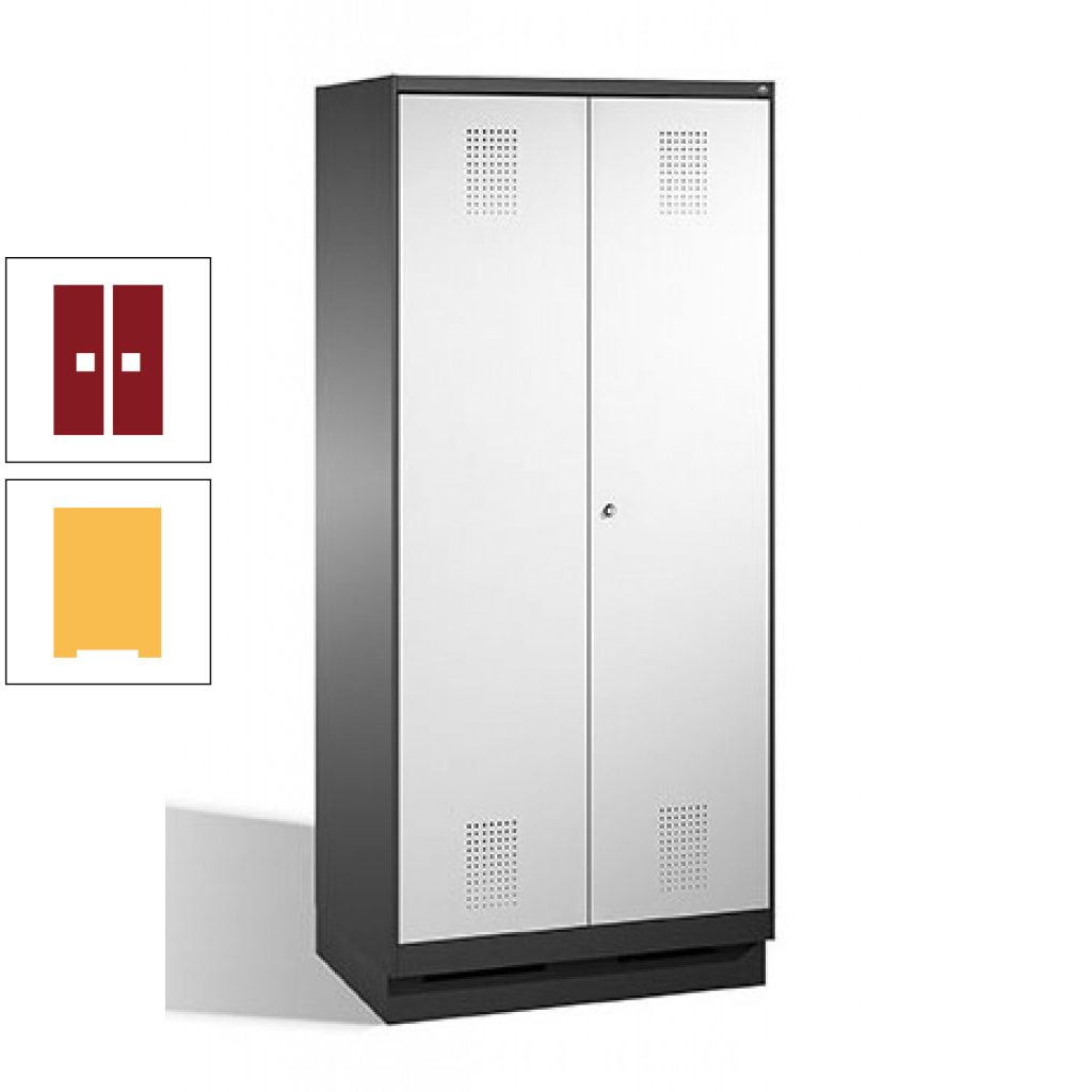 Doppel-Spind, Doppeltüren, Garderobenschrank mit Sockel, 2 Abteile a 400 mm, Korpus anthrazitgrau, Tür anthrazitgrau, 1.800 x 800 x 500 mm (HxBxT)