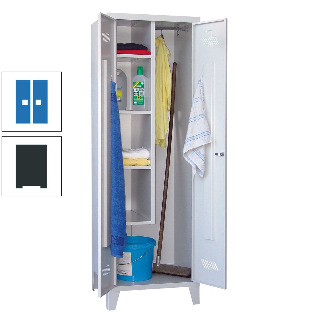 Putzschrank mit Füßen - 1 Abteil mit Trennwand - 1.850x600x500 mm (HxBxT) - Drehriegel - anthrazitgrau