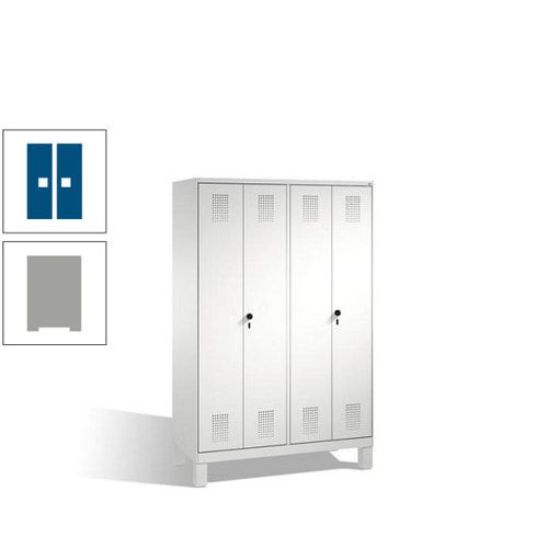 Doppel-Spind, Doppeltüren, Garderobenschrank mit Füßen, 4 Abteile a 300 mm, Korpus anthrazitgrau, Tür anthrazitgrau, 1.850 x 1.200 x 500 mm (HxBxT)
