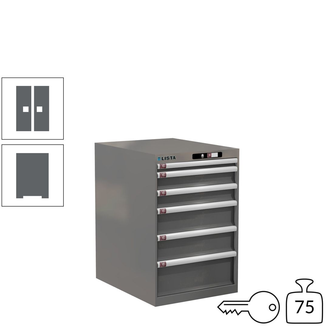 Lista Schubladenschrank - 14.407.010 - 850x564x725 mm (HxBxT) - 6 Schubladen - 75 kg - Key Lock - lichtblau (RAL 5012)