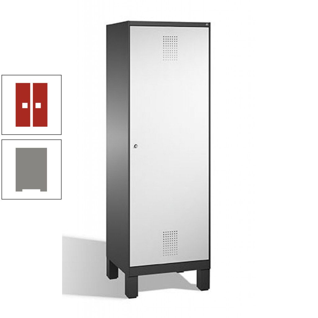 Doppel-Spind, Garderobenschrank, 1 Tür für 2 Abteile a 300 mm, Korpus anthrazitgrau, Türen anthrazitgrau, 1.850 x 600 x 500 mm (HxBxT)