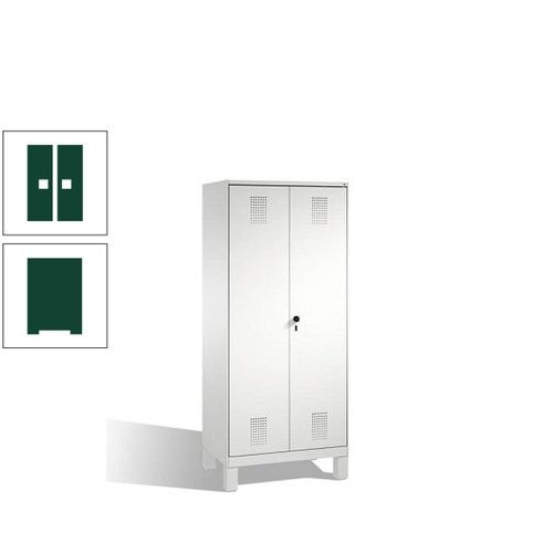 Doppel-Spind, Doppeltüren, Garderobenschrank mit Füßen, 2 Abteile a 400 mm, Korpus anthrazitgrau, Tür anthrazitgrau, 1.850 x 800 x 500 mm (HxBxT)