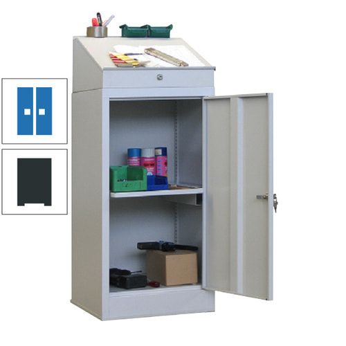Stehpult mit Schrank - Vollblechtür - Zylinderschloss - 1 Ausziehboden - 1.270x500x500 mm (HxBxT) - anthrazitgrau