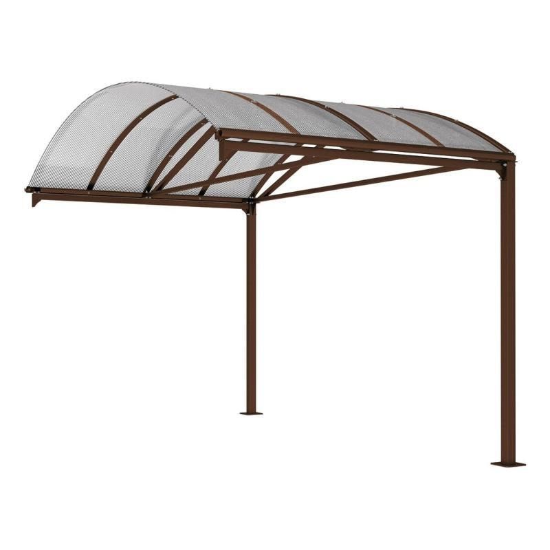 Erweiterung für Fahrradunterstand, Fahrradüberdachung, Unterstand, 5 Zweiräder, Regenrinne, 3.010 x 2.500 x 4.160 mm (HxBxT), Farbe enzianblau