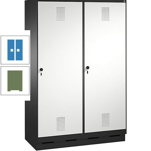 Doppel-Spind, Garderobenschrank, 2 Türen für 4 Abteile a 300 mm, Korpus anthrazitgrau, Türen anthrazitgrau, 1.800 x 1.200 x 500 mm (HxBxT)