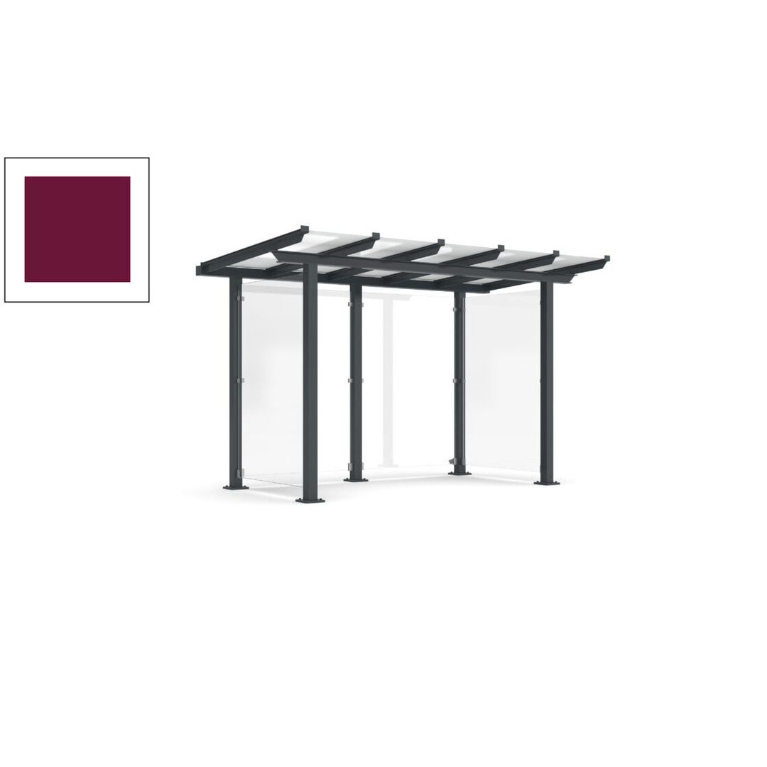 Unterstand mit Pultdach und Sicherheitsglas - feuerverzinkt und farbbeschichtet - 2.435 x 3.850 x 2.090 (HxBxT) - Farbe Achatgrau