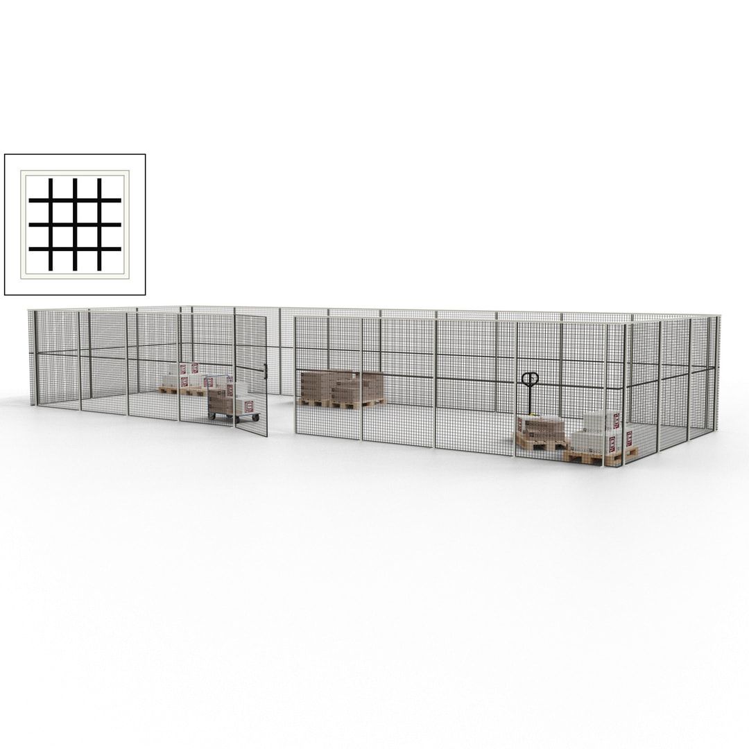 Maschinen Schutzgitter - Hallentrennwand - Sicherheitszaun - Tür - 36 m - 2.200 x 13.900 x 4.900 mm (HxBxT) - enzianblau
