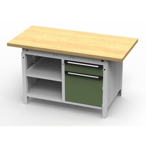 OTTOKIND Werkbank - bündige Arbeitsplatte - 850 x 1.150 x 750 mm (HxBxT) - 1 Schublade - Schrank - 2 Ablageböden - lichtgrau