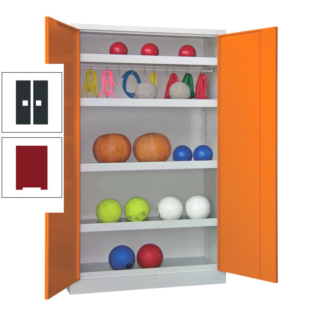Ballschrank - Vollblechtüren - 4 Böden - 1 Hakenleiste - 1.950x1.200x500 mm (HxBxT) - anthrazitgrau